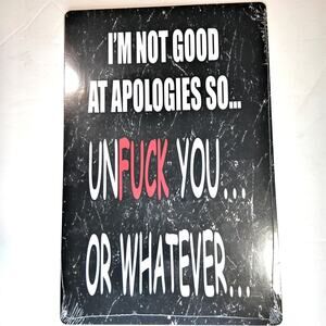 Funny Profanity Tin Sign 12×8 Sarcastic Quote Black Marble Metal Wall Decor